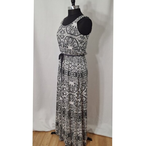 Sonoma Beachy Maxi Geometric Print Cool Stretchy Dress Elastic Waist Size S - Picture 2 of 8